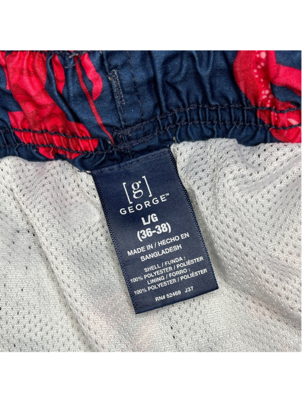 George [G] Men's Lobster Print Swim Trunks Blue and Pink Large 36-38 - Picture 3 of 4